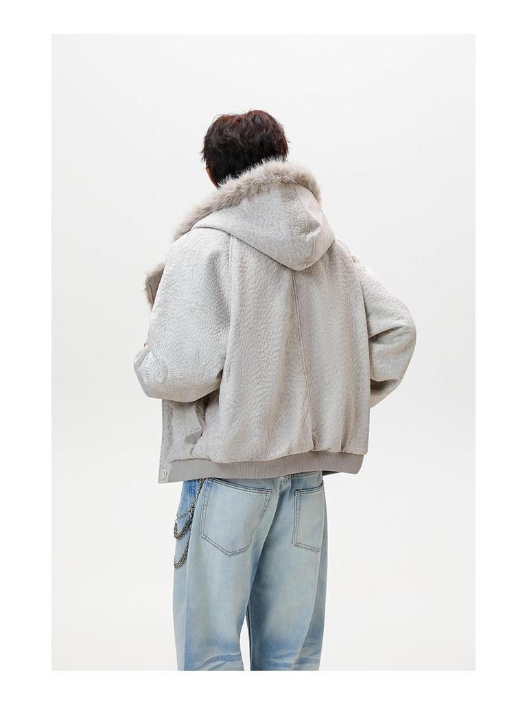 Мужская модная зимняя куртка из ПУ-кожи и хлопка с изображением горного орла - Толстая, теплая верхняя одежда для пар