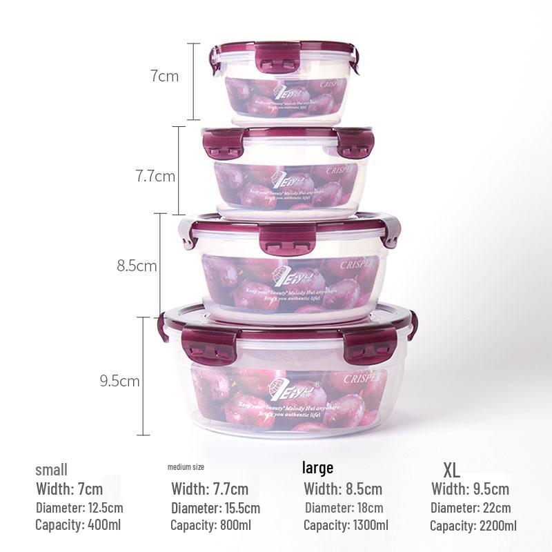 Round Plastic Bento Lunch Box Set - Microwave & Fridge Safe, Sealable Food Storage Containers