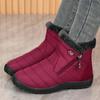 Fashion New Winter Warm Women's Snow Boots with Side Zipper Non Slip Waterproof Ankle Boots Woman Plus Size Faux Fur Lined Cotton Shoes