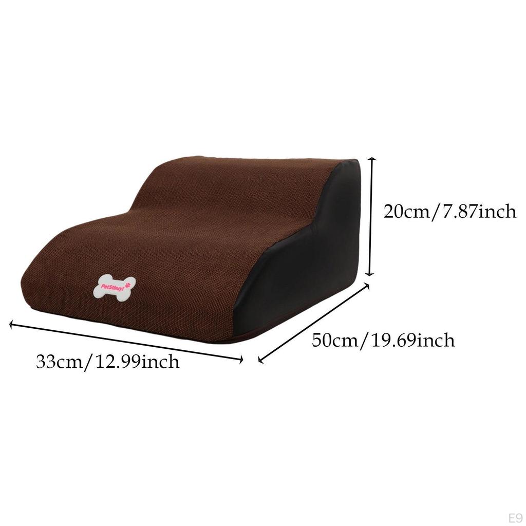 Dog Stairs 2 Step for High Bed and Couch,with Washable Cover,High Density Foam Steps Pet