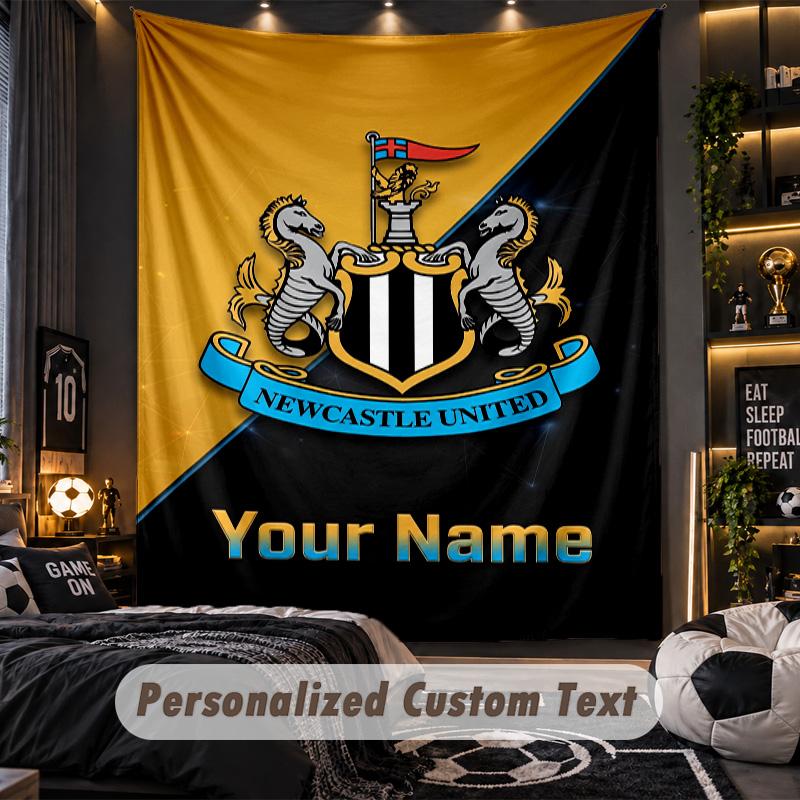 TapestryNewcastle United FC Custom Name Text Personalized Wall Hanging Tapestry Home Wall Decor