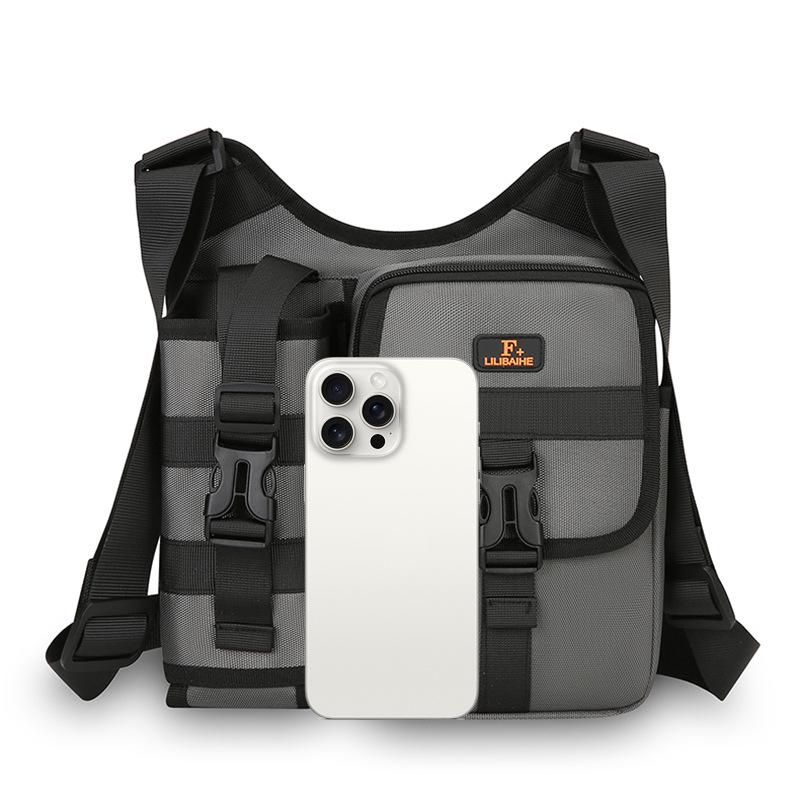 Unisex Splash-proof Oxford Crossbody Fishing Bag with Water Bottle Holder
