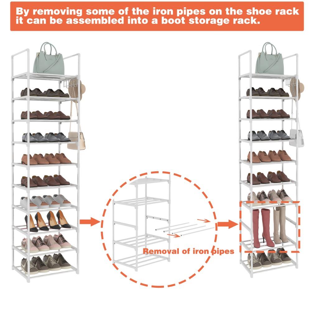 10-ярусная полка для обуви на 20-25 пар, органайзер для обуви, прочная узкая полка для обуви, экономящая место, держатель для высокой полки для хранения обуви, шкафы в прихожей