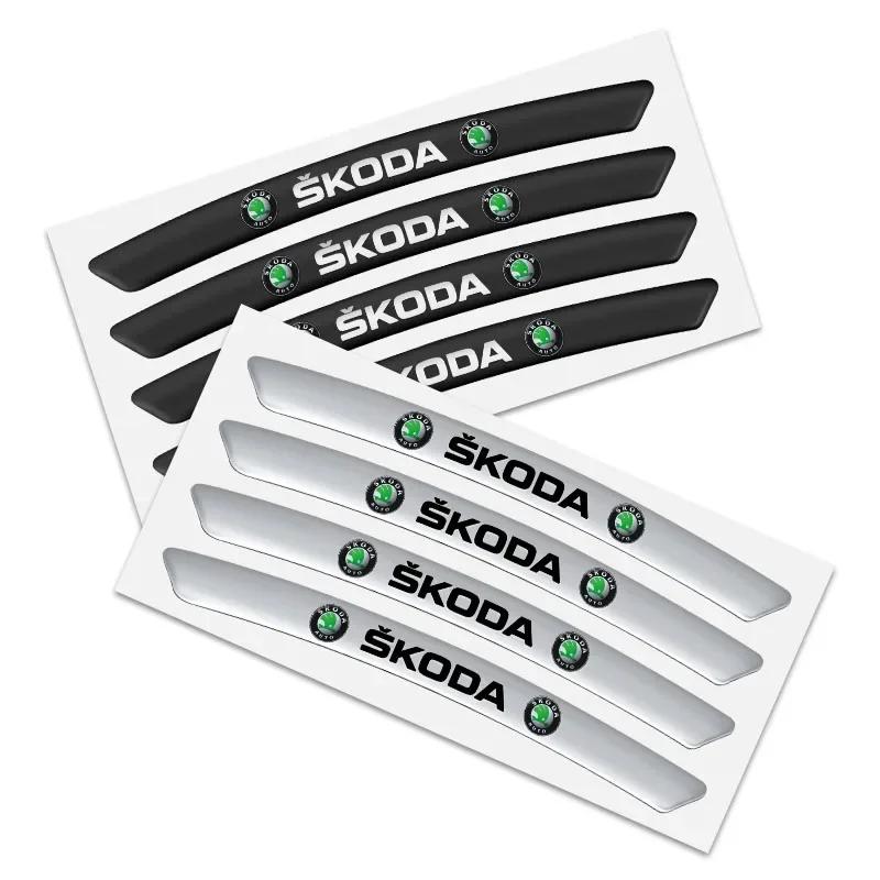 DPO3 Car Wheel Rim Badge Creative Decoration Decals Styling Auto Aluminum Trim Sticker for Skoda fabia octavia Rapid kodiaq superb A5