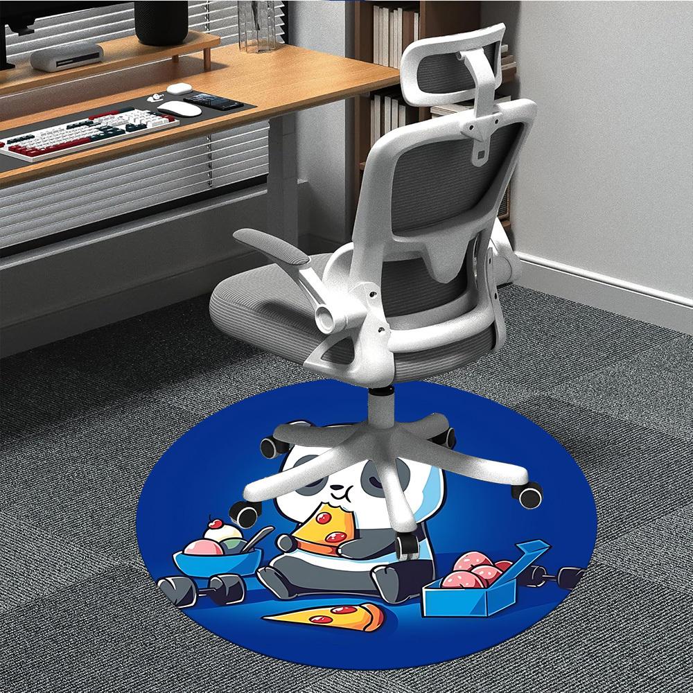 1pc Panda Pizza Office Round Area Rug, Indoor Mat Suitable For Office, Under Office Chairs Bedroom Living Room Home Decor, Room Deco