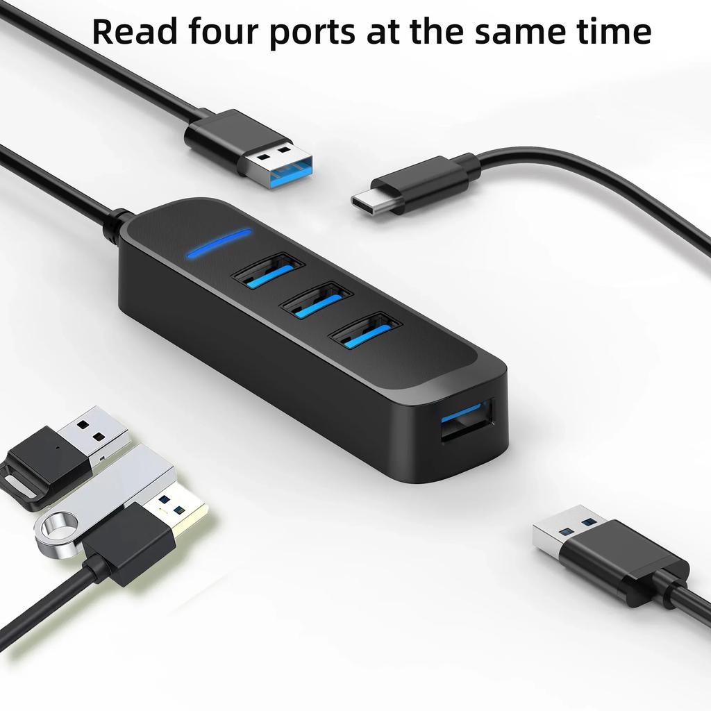4 Ports USB 3.0 Hub With Power Adapter Multi USB Splitter Hub For Computer Accessories Multiple Expander USB2.0 Type C HUB