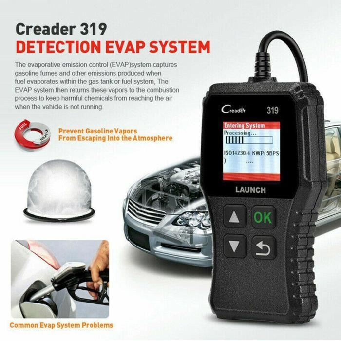 Outil de Diagnostic Professionnel Lancez le Scanner Automatique de Voiture Obd2 Eobd Cr319, Noir