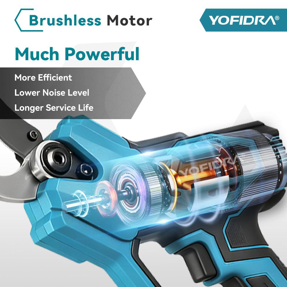 Yofidra 60 мм AI Управление передачами Бесщеточный электрический секатор Аккумуляторный для обрезки деревьев бонсай Электрические ножницы для аккумулятора Makita 21V