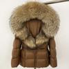 OFTBUY 2024 Белый утиный пух пальто толстый теплый 90% зимняя куртка женская натуральный мех енота лисы воротник с капюшоном женский повседневный