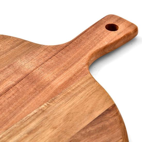 Wooden Pizza Pan with Long Handle Round Multifunction Cutting Chopping Board Vegetable Cake Bread Dessert Steak Meat