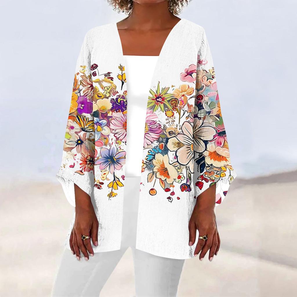 Женская повседневная модная легкая куртка средней длины с принтом Caot в стиле ретро, ​​кардиган