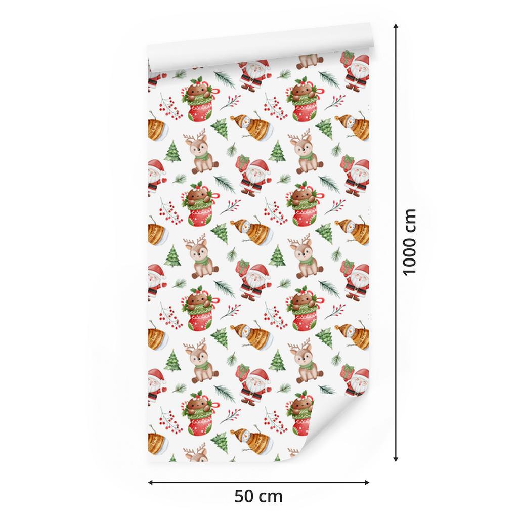 Christmas wallpaper white and coral for living room and bedroom 50x1000