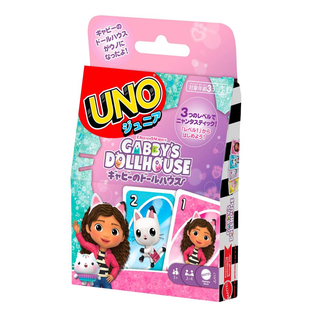 Mattel Games UNO Junior Игра «Кукольный домик» Образовательная карточная игра для возрастов Розовый JLH17 Gabby's - 2-4 игрока, 3+,