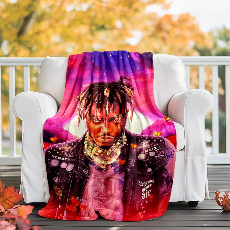 Juice WRLD printed throw blanket—soft,warm;versatile blanket for all seasons—perfect as &air-conditioning throw,nap blanket