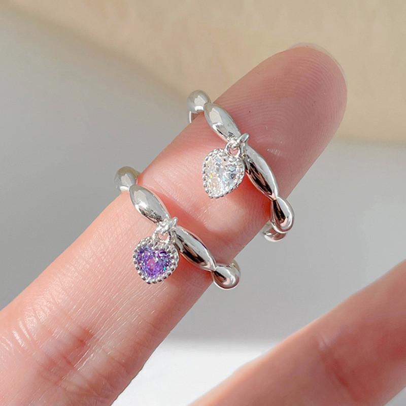 2023 New Stylish Adjustable Pure Silver Heart Shaped Ring For Women With Chic Design