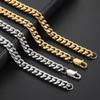 European And American Hip-Hop Stainless Steel Necklace, Titanium Steel Jewelry, Encrypted Japanese Buckle Chain 18K Gold Men'S Necklace