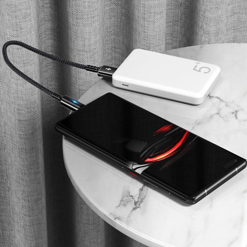 FONKEN Короткий USB-кабель для зарядки 25 см. Кабель Micro USB Type C для iPhone Huawei Android 2.4A. Кабель для зарядки аккумулятора с быстрой зарядкой и световым индикатором.