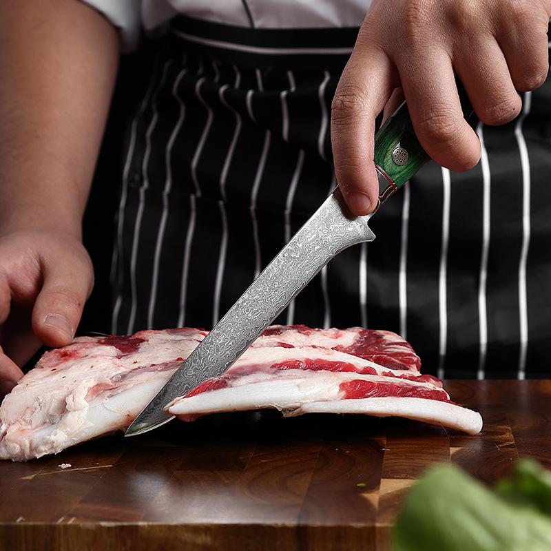 67-слойный дамасский нож для обвалки, кухонный нож шеф-повара с цветным ножом для резки дерева, рыбы, мяса, кухонные ножи
