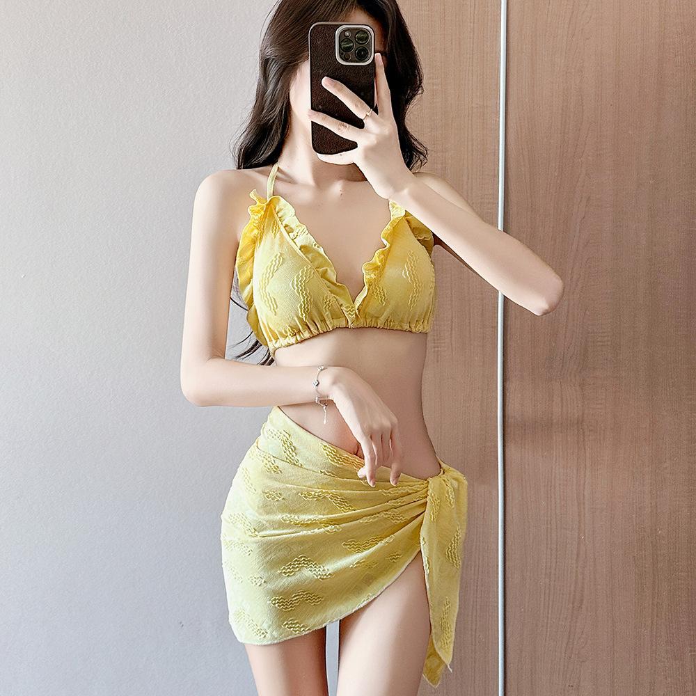 New sexy split swimsuit three-piece bikini Korean ins style hottie pure desire to show thin woman