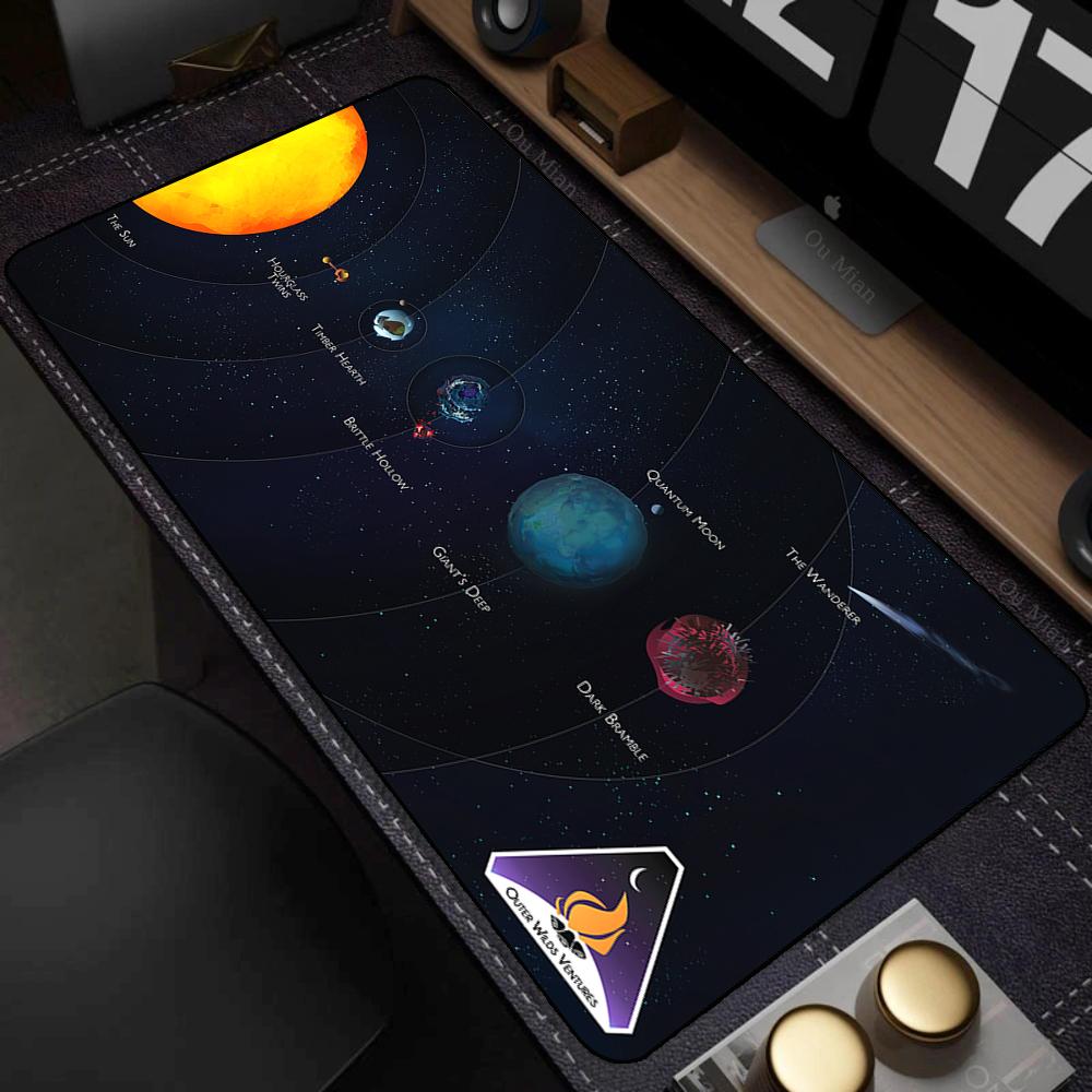 XXL Коврик для мыши Аниме Геймер Outer Wilds Коврик для мыши Ноутбук Вселенная Космос Солнечная система HD Настольный коврик Аксессуары для ПК-гейминга Коврик для клавиатуры