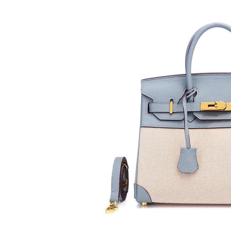 European and American new leather women's bags, first layer cowhide with canvas fashion platinum bags, women's handbags, shoulder bags