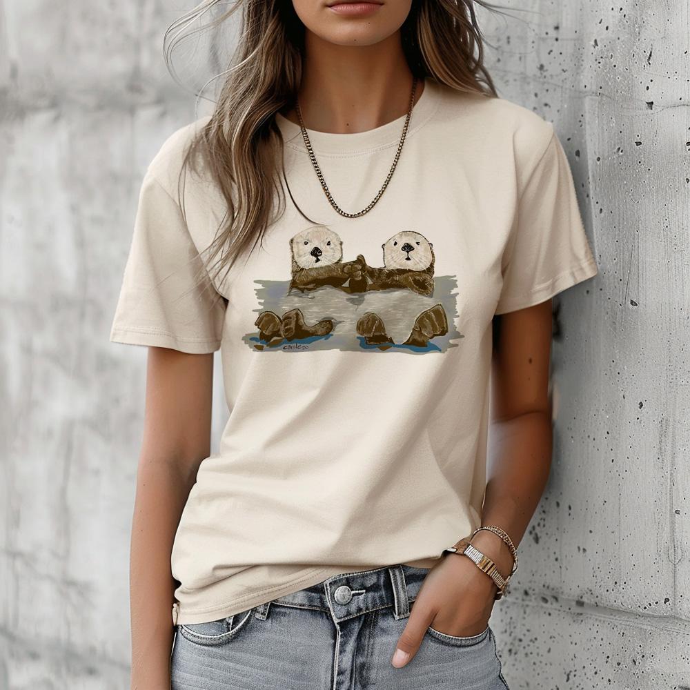 Otters Tee Women Funny Manga Tshirt Girl Graphic Harajuku Funny Clothing