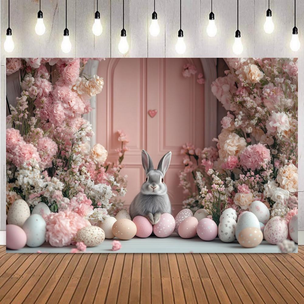 Easter Fairy Tale Forest Rabbit Easter Egg Photography Background, Children Birthday Party Home Decoration Photography Backdrop5