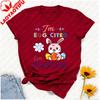 Im Eggcited For Easter Tshirt Cute Cartoon Bunny With Decorated Eggs Floral Heart Graphic Playful Pun Festive Casual Outfits