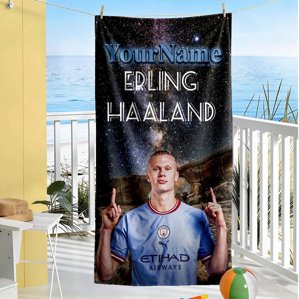 Haaland Customize Text Beach Towel Quick-Dry Soft Microfiber For Beach Bathroom Outdoor Swimming Pool Camping Picnic Yoga Diving Vacation Accessories