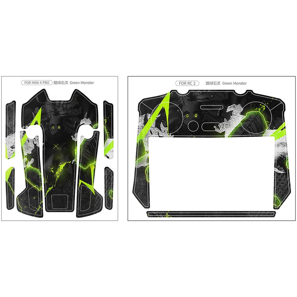 Drone Decal Easy Paste PVC Skin Decorative Stickers Set Compatible For DJI Mini 4 Pro Drones RC 2 Remote Controller