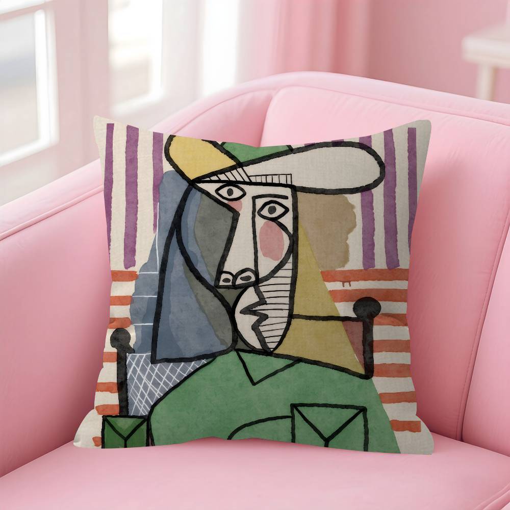 Painting art Picasso Doublesided Printed pillow cover Short plush Suitable living rooms bedrooms sofas throw cushion cover