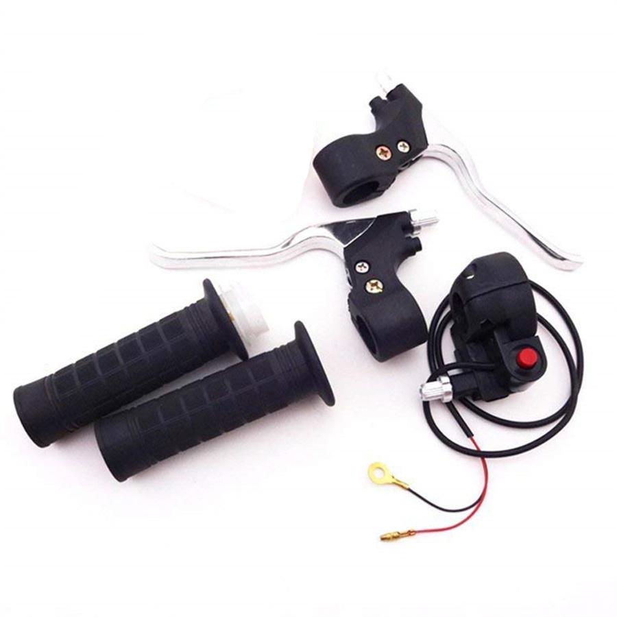 Set Motorcycle ATV 7/8" Handlebar Hand Grips Kill Stop Switch Twist Brake Levers