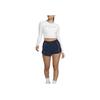 Nike Спортивная одежда Chill Knit свитер с круглым вырезом и принтом букв, логотип, укороченный топ с длинными рукавами, женские топы, белый FZ2859-100