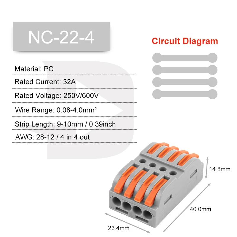 25 шт. Проводной соединитель 222 3/4/5-контактные клеммные блоки для сращивания Светодиодное ленточное освещение Электрические быстроразъемные соединители Проводник Соединитель