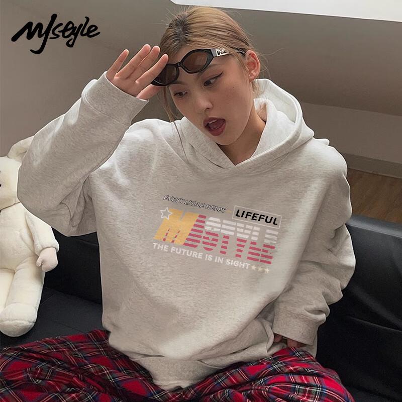 MJ STYLE Women's American Retro Loose-Fit Hoodie