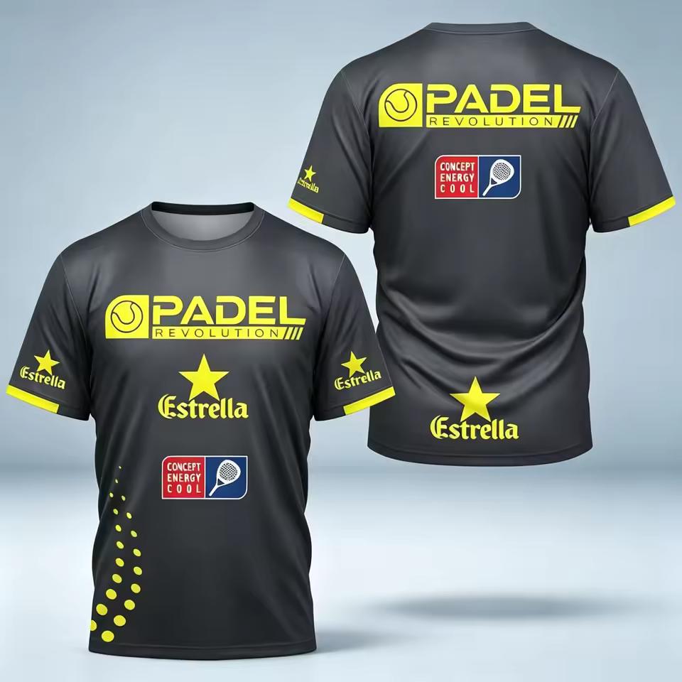 Мужская футболка для падела с 3D-печатью Padel Revolution Estrella, дышащая, быстросохнущая, с коротким рукавом, для спортивной тренировки, фанатская форма, топ