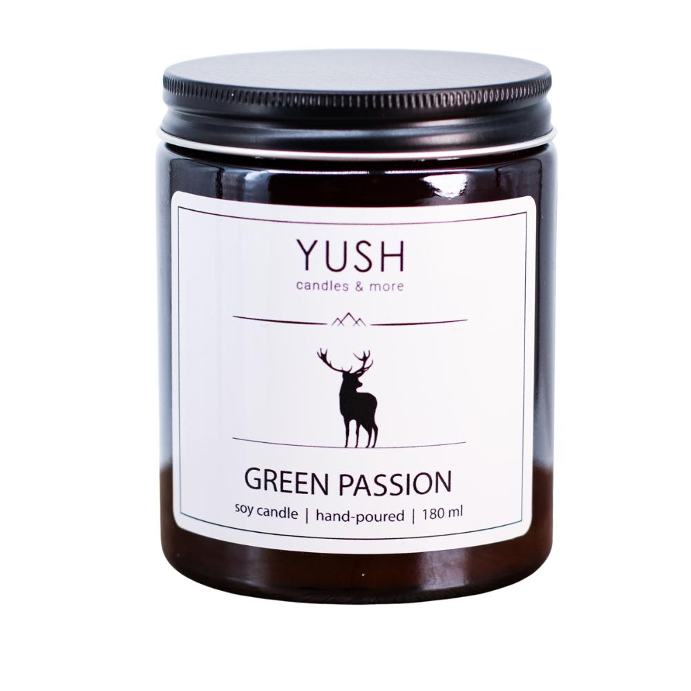 Green passion - świeca sojowa jaśmin irys kwiat pomarańczy - yush - 180ml
