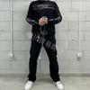Мужская футболка с длинным рукавом Повседневная Винтажный принт Свободный крой Уличная одежда Унисекс Хлопковый смешанный состав