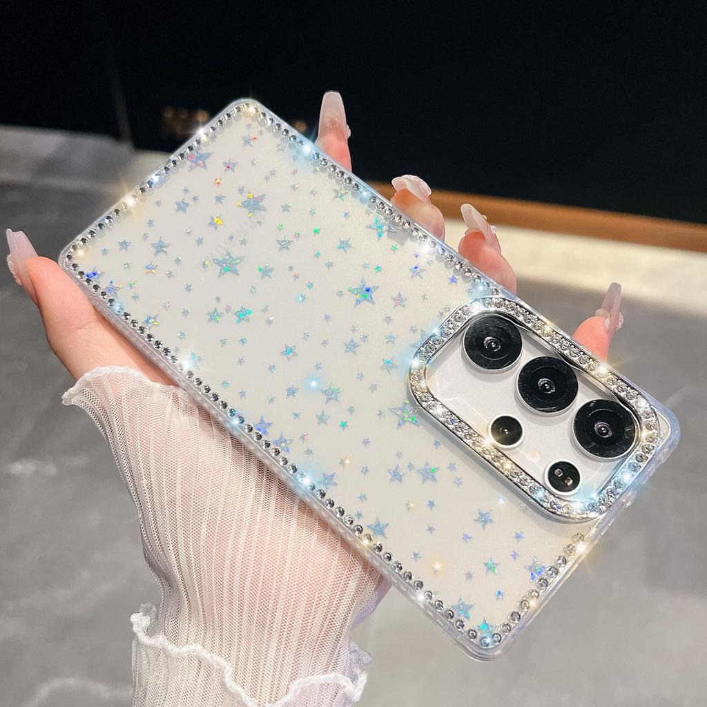 Flash Diamond IMD Technology Suitable for Three S25ultra Mobile Phone Case S24FE Transparent Star A56 New Soft Shell