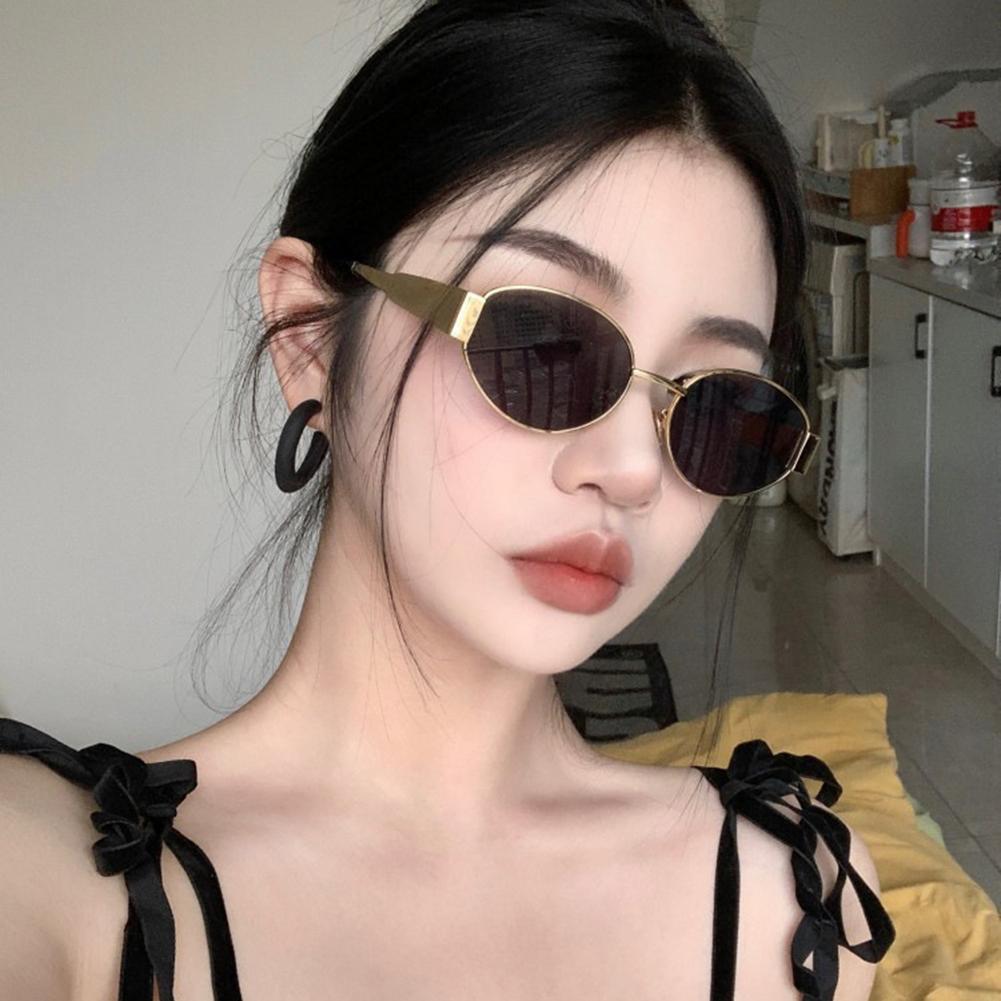 Классические винтажные овальные солнцезащитные очки Новая эллиптическая оправа Металлическая оправа Персонализированные солнцезащитные очки Уличные очки Uv400 Модные необычные подарок