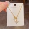 European American Cross-Border Personalized Fashion Zircon Octagonal Star Pendant Necklace Link 18K Gold Plated Stainless Gift