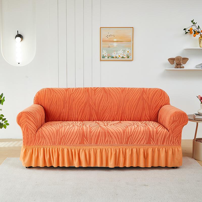Чехол для дивана с жаккардовой юбкой Изображение Гофрированный всеобъемлющий эластичный чехол для дивана Утолщенный нескользящий универсальный на все сезоны
