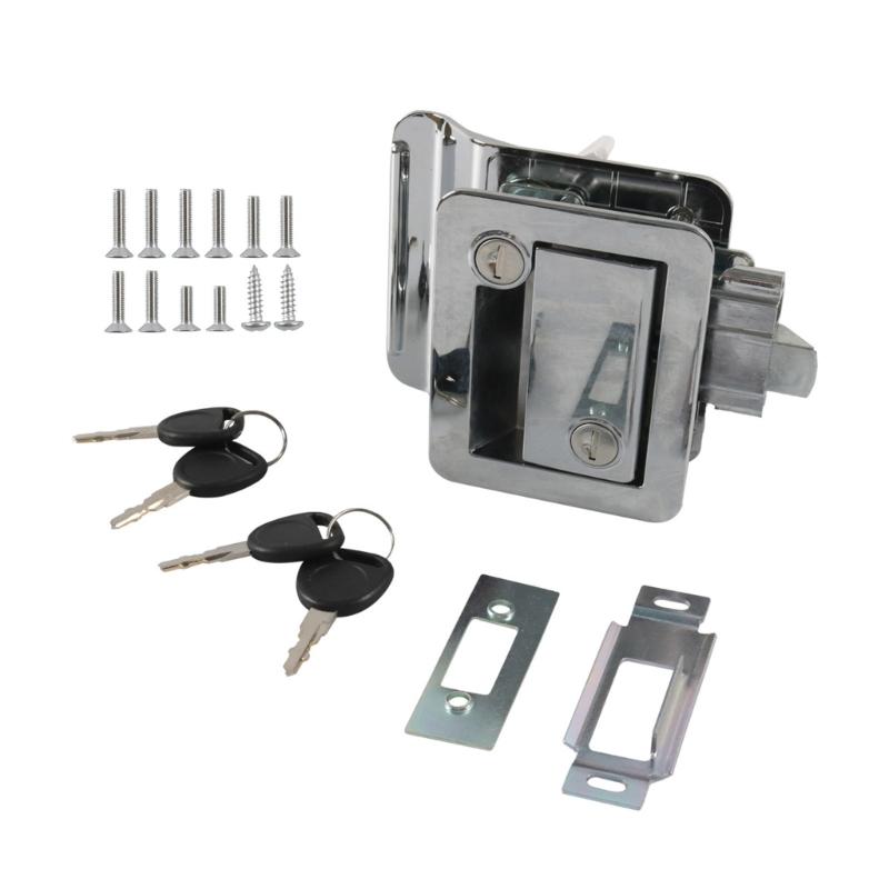 RV Door Lock Inside Outside Double Open Door Lock for Camper Caravan Trailer Replacement RV Entry Door Lock Latch Handle