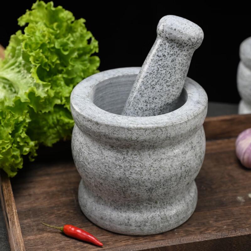 Полированная каменная ступка с пестиком и крышкой LISM