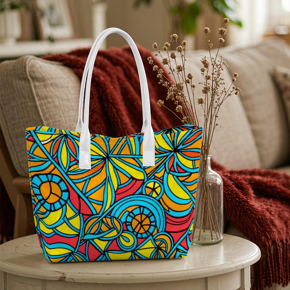 Abstract Art Print Portable Daily Tote Bag Lightweight Fashion Shoulder Carry Bag for Shopping