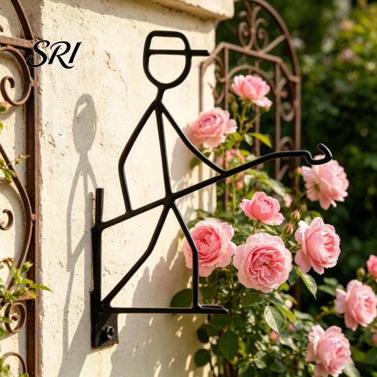 Durable Metal Hanging Hook Stick Man Pendant Weather-Resistant Plant Hanger Creative Aloe Vera Shape Wall for Indoor Outdoor Small Plants Handcrafted