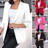 Women Suit Coat Autumn Winter Long Sleeved Cardigan Coat Casual Lapel Solid Color Suit for Business Daily Wear