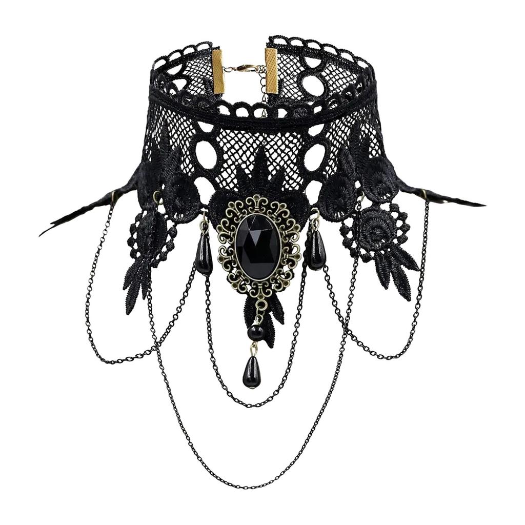 Neck Strap, Court Gothic  Spicy Girl Necklace, Lace Necklace, Collarbone Chain Collar