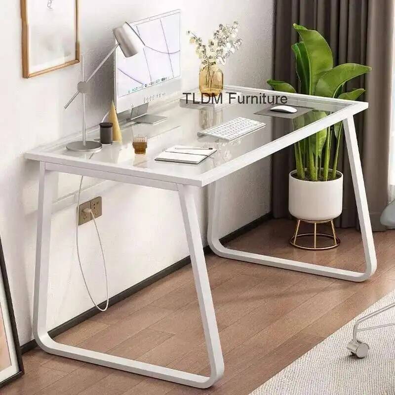 Tempered Italian Glass Computer Desks Nordic Home Furniture Student Gaming Table Bedroom Dressing Table Transparent Writing Desk