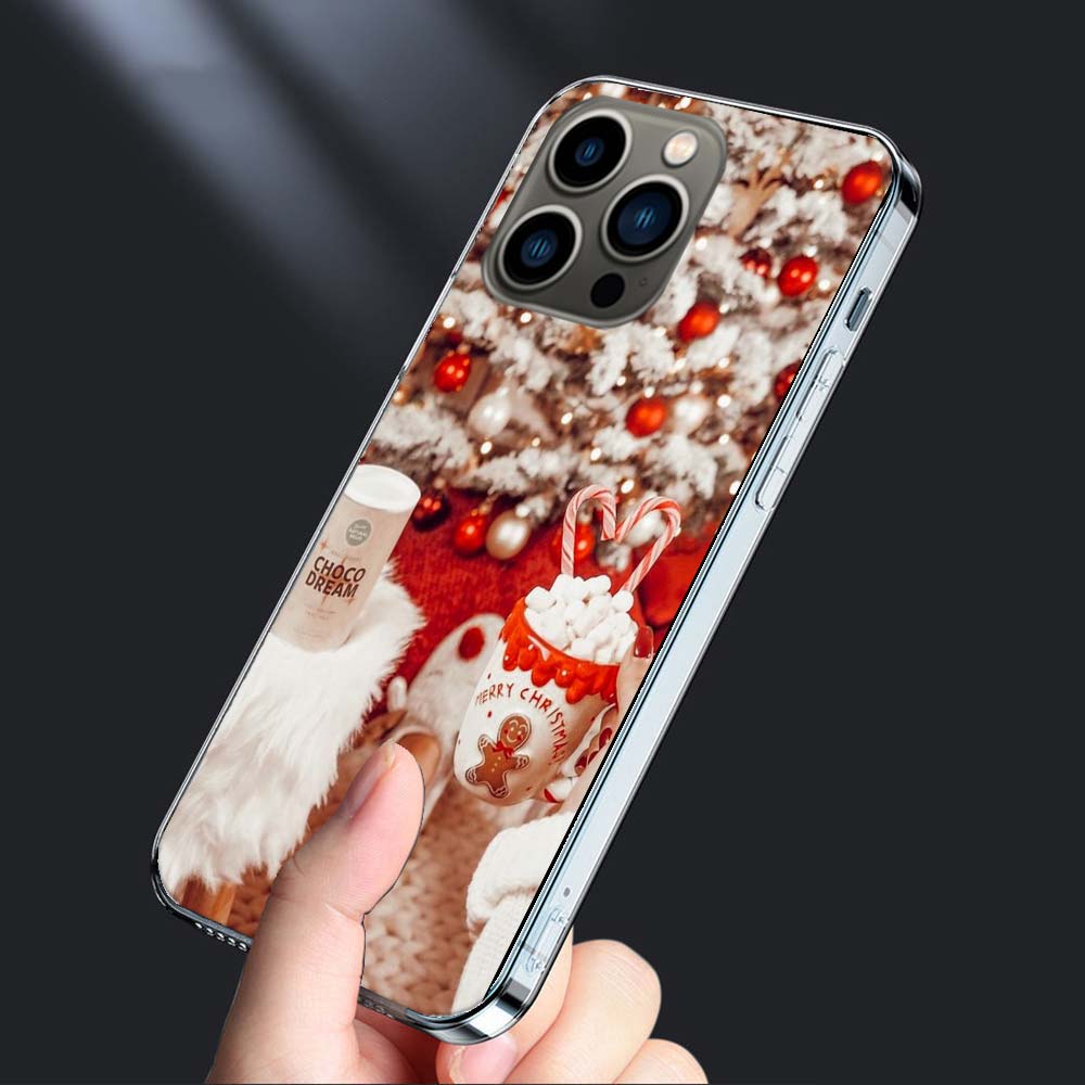 Зимний Кофе Рождественский Чехол Для Телефона Для Iphone 16E 15 Pro 14 Plus 17E 16 17 Pro Max Air 11 12 13 Mini Ударопрочный Capa Милый Cov